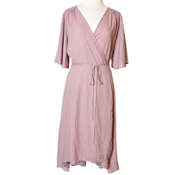 NWT Lulu’s Farah printed wrap dress flutter sleeve sz L - Picture 5 of 10